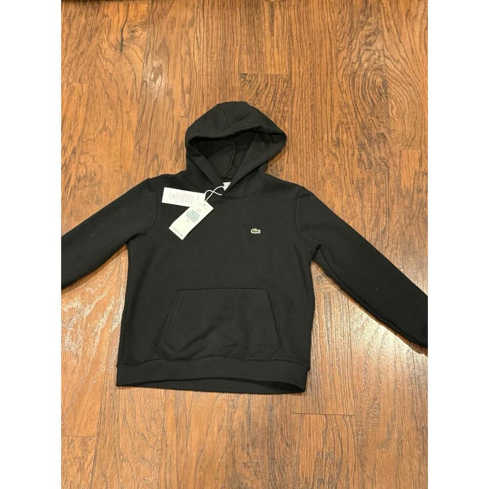 NEW Lacoste Boys Black Hoodie with pocket Size 10A/ S NWT Organic Cotton blend - Picture 4 of 7
